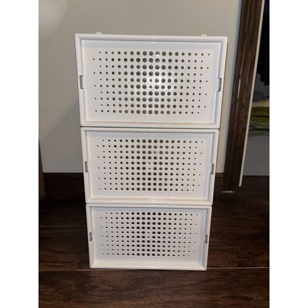Used 12 Piece Stackable Shoe Storage Box Plastic Sneaker Display Case Organizer